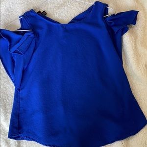 Royal blue ruffle off the shoulder top (girls)